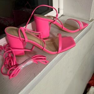 Vibrant Pink Strappy Heels